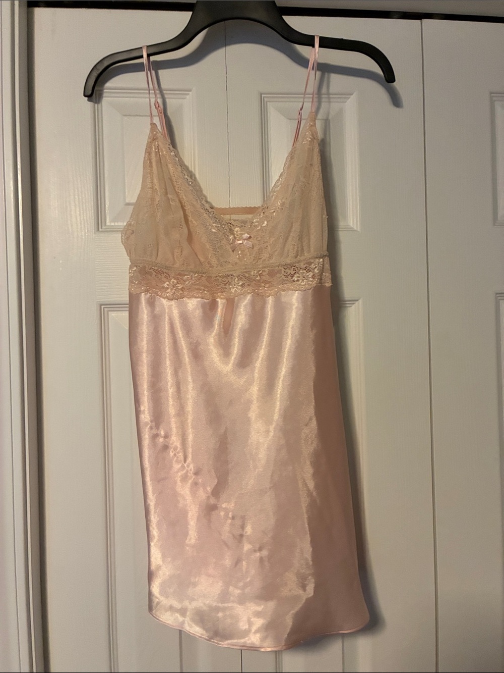 GILLIGAN & O'MALLEY Lace Chemise Babydoll Slip Dress Pink Gown Sz Large